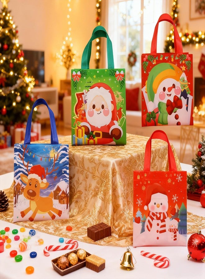 SHBLOMK 16PCS Christmas Gift Bags, Christmas Tote Bags with Handles, Reusable Non-woven Shopping Bags for Xmas Party Supplies, Xmas Decorations - Image 5